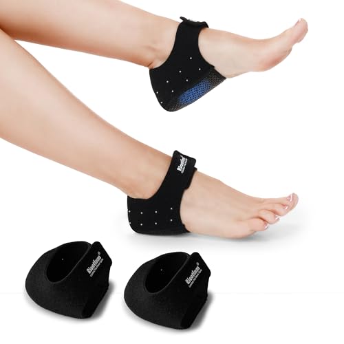 Riootlnm Heel Protector Cushion Inserts Pads, Plantar Fasciitis, Heels Spur Pain Relief, Achilles Tendonitis, Dry Cracked for Women Men, Heel Cups Supports for Pain Prevention (1, Black, Large)