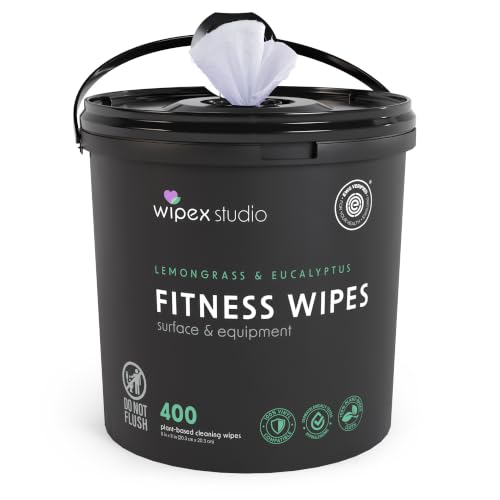 Wipex Yoga Mat Cleaner Wipes, EWG Verified, 400 Ct Plant-Based Lemongrass, Eucalyptus