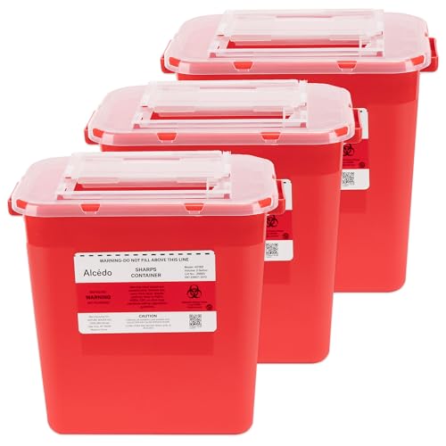 Alcedo Large Sharps Container 2 Gallon (3-Pack) Home & Professional Use |