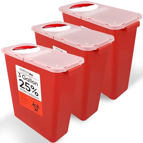 Oakridge Products Large Sharps Container for Home Use and Professional 3 Gallon