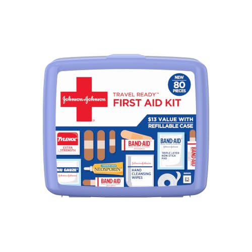BAND-AID Brand Travel Ready Portable First Aid Kit, 80 Piece | Emergency