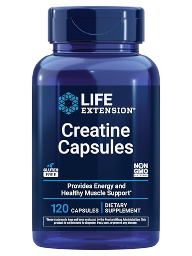 Life Extension Creatine Capsules, Creatine Monohydrate, 120 Capsules | Creatine Monohydrate That Promotes Strength, Lean Muscle & Healthy Endurance, Non-GMO & Gluten-Free, 120 Caps