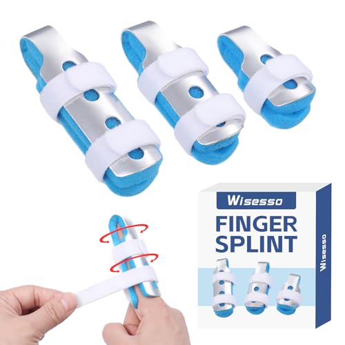 Wisesso Broken Finger Splints, 3pcs Finger Brace Joint Stabilizer, Mixed | Knuckle Immobilization with Soft Foam Interior Fit for Thumb/Middle/Ring/Index/Pinky Finger