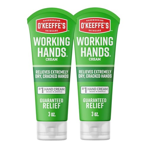 O'Keeffe's Working Hands Hand Cream for Extreme Dryness - 3 oz Tube (2 Pack) - Repairing Skincare for Cracked, Dry Hands