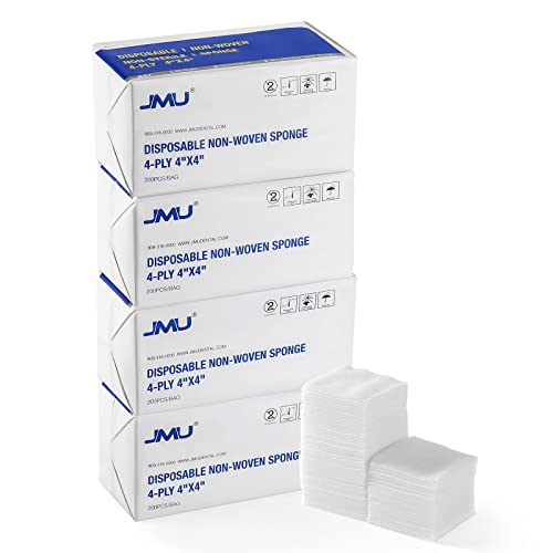 JMU 800 Gauze Pads 4x4, Non Woven Sponges 4-Ply Non-Sterile Guaze