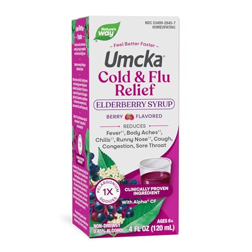 Nature's Way Umcka Cold & Flu Relief Elderberry Syrup, Berry, 4 Fl
