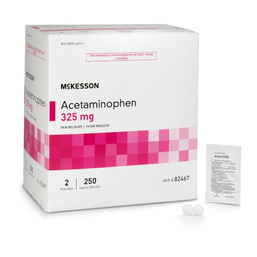 McKesson Unflavored Pain Relief 325 mg Acetaminophen Tablet, 250 per Box | Pain Relief,250 per Box,Individual Packet,325 mg Strength,Unflavored