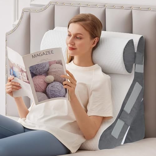 MEGCXIT Wedge Pillow Set for After Surgery, Bed Wedge, 3PCS, White/Grey |
