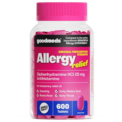 GoodMeds Allergy Medicine Antihistamine, Diphenhydramine HCl 25 mg | Children and Adults