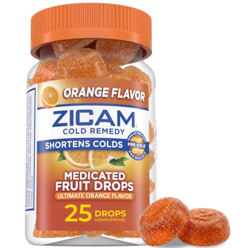 Zicam Cold Remedy Zinc Medicated Fruit Drops, Orange, 25 Count (Pack of