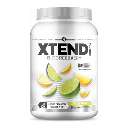 Xtend Original BCAA Powder, Zero Sugar, Lemon Lime Squeeze, 90 Serv | Supports muscle repair, hydration and endurance with L-glutamine and essential electrolytes.