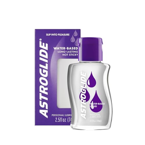 ASTROGLIDE Water-Based Liquid Lube, Easy Clean, 2.5 Fl Oz, Travel Size | Travel size water-based personal lube enhances intimacy with silky smooth glide. Reduces friction, toy-safe, easy cleanup.