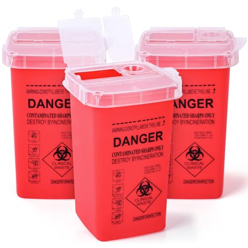 1 Quart (3-Pack) Sharps Container for Home Use, Needle Disposal Containers |