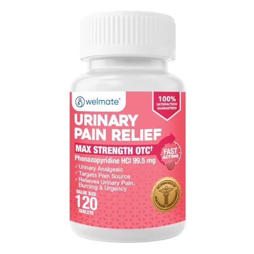 WELMATE Maximum Strength Urinary Pain Relief UTI Medicine for Women, 120 Ct