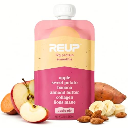 Reup Collagen Protein Smoothie - 12g Protein, 10g Collagen, Dairy Free, Ready to Drink - High Protein Snacks for Adults, Dairy Free Protein Shakes, Protein Pouches Adult, Smoothie Pouches - 8 Count