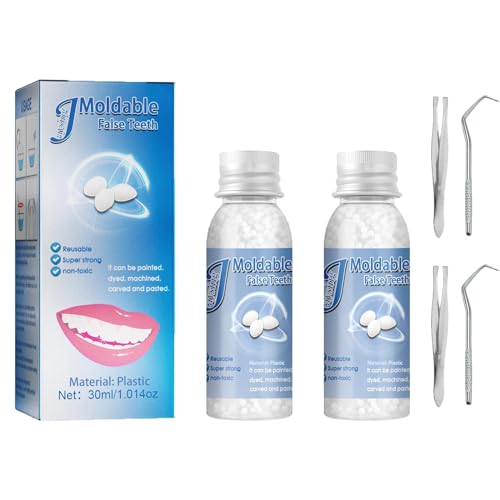 Tooth Repair Kits,2Pcs 30ml Dental Repair Denture Repair Beads,Tweezers,Dental Pick,4Pcs Dental Tools