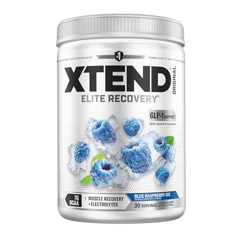 Xtend Original BCAA Powder with Zero Sugar, Blue Raspberry Ice, 30 Serv | Supports muscle repair, hydration and endurance with L-glutamine and essential electrolytes.