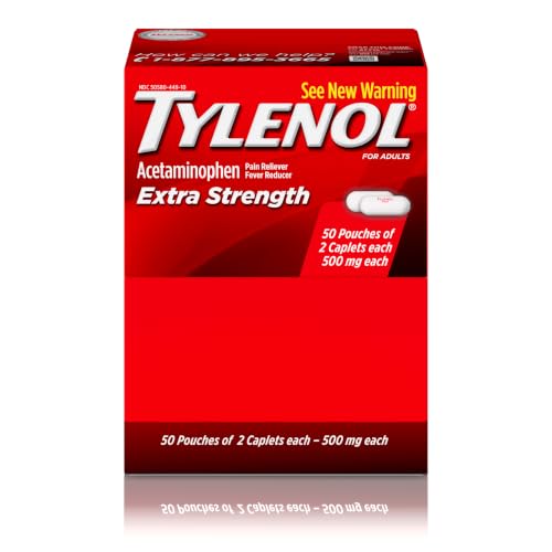 Tylenol Extra Strength Caplets, 500 mg Acetaminophen, 50 x 2 ct | Pain Relief & Fever Reducer, Headache, Backache, Toothache, Menstrual Cramps & Pain, Travel-Friendly Packaging