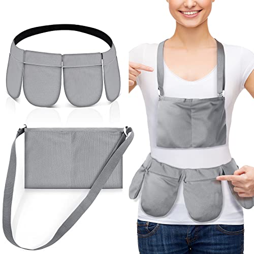 Jutom 4 Pouch Drain Holder Mastectomy Tummy Tuck Adjustable Bag, Gray