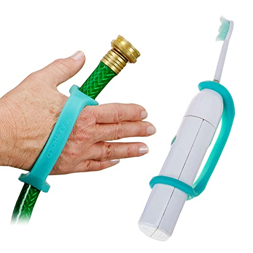 EazyHold Aqua Silicone Adaptive Aid, Universal Cuff Hand Grip Assistive Device for Rehab, Disabled, Cerebral Palsy, Special Needs, Arthritis, Stroke, Physical Therapy 2-Pack 6.5"