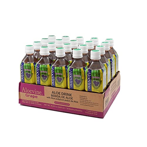 Aloevine Aloe Vera Drink (Grape, 16.9 oz 20 Pack)