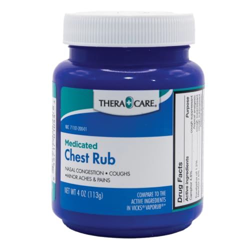 TheraCare Medicated Chest Rub Ointment, 4 oz Jar | Camphor, Menthol &
