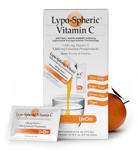 LivOn Laboratories Lypo–Spheric Liposomal Vitamin C 1000mg - No Sugar, Immune Support,
