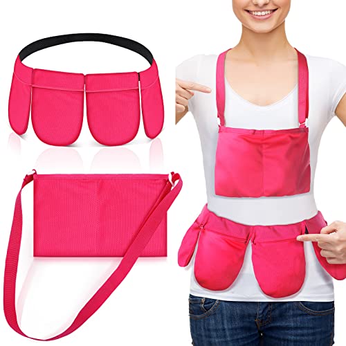 Jutom 4 Pouch Drain Holder Mastectomy Tummy Tuck Adjustable Bag, Pink