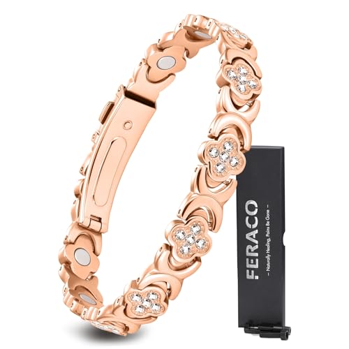 Feraco Pure Copper Bracelets for Women, Ultra Strength Magnetic Bracelet | 3800