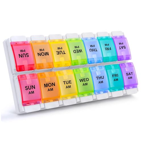 Sukuos AM PM Weekly Pill Organizer 2 Times A Day, Large Daily