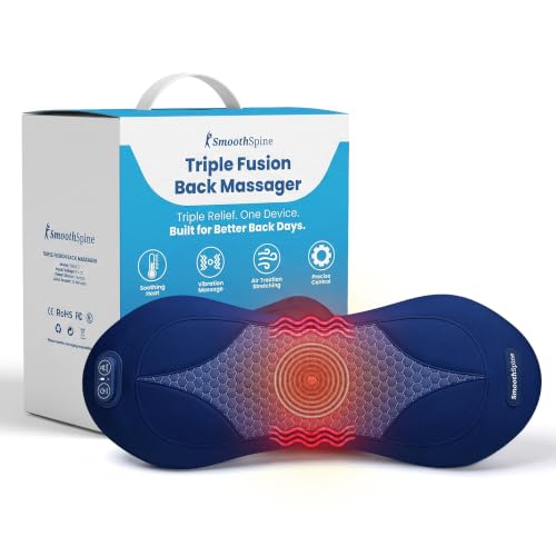 SmoothSpine 2.0 Upgraded Triple Fusion Back Massager Heat and Decompression | Electric heated back massager with decompression for lower back & lumbar relief
