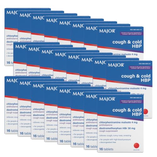 MAJOR Cough and Cold HBP Tablets, Decongestant Free, 16 Count, (24-Pack) |