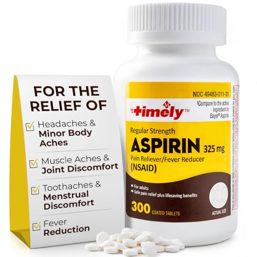 TIME-Cap Labs Regular Strength Aspirin 325mg (NSAID), 300 Coated Tablets