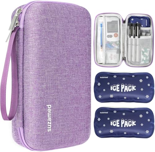 suzamed Insulin Cooler Travel Case, 2x150g Ice Pack TSA Approved, Purple |
