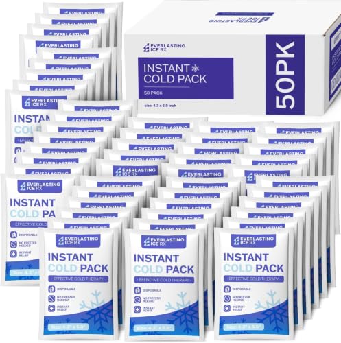 50 Pack Instant Ice Packs for Injuries, Disposable First Aid Cold Packs