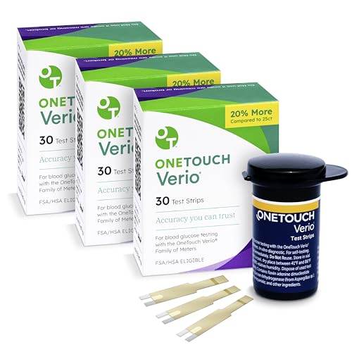 OneTouch Verio Test Strips for Blood Glucose Meter, 30 Count, 3 Pack