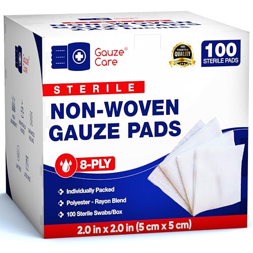 Non-Woven Sterile Gauze Pads 2x2 Pack of 100| 8 ply Gauze Sponges|