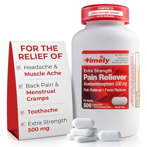 TIME-Cap Labs Extra Strength Acetaminophen 500mg Pain Reliever, 500 Caplets | Temporarily