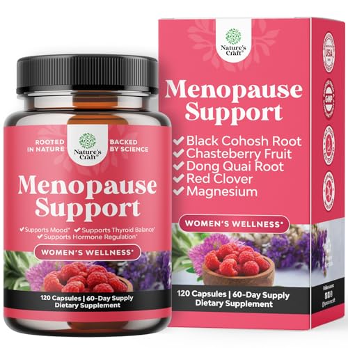 Menopause Supplements for Women w Black Cohosh for Hot Flashes - 120ct | Menopause support & perimenopause supplements w black cohosh for menopause hot flashes to support hormone balance for women