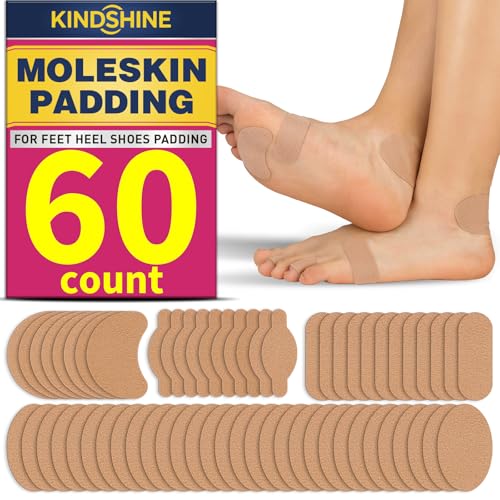 KINDSHINE 60Pcs Moleskin Strips with Adhesive Blister Prevention Pads
