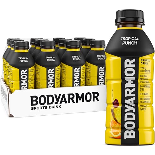 BODYARMOR Sports Drink, Tropical Punch Electrolyte Drink, 16 Oz (12 Pk) | Coconut Water Hydration Drink, Flavored Water Sport Beverage, 790mg Electrolytes, Natural Flavors & Sweeteners + Antioxidants