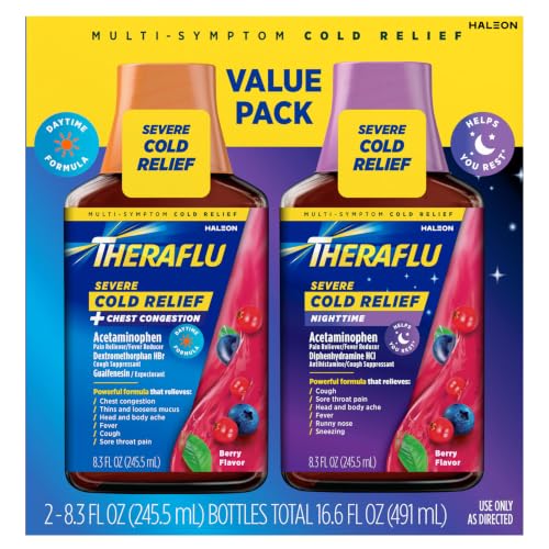 Theraflu Day and Night Pack, Severe Cold Relief, Berry, 2 x 8.3