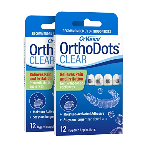 OrthoDots CLEAR Wax Alternative, Sticks Better Than Dental Wax 2pk (24ct) | Sticks Better than Dental Wax, 24Hr Protection, Moisture Activated for Braces & Clear Aligners