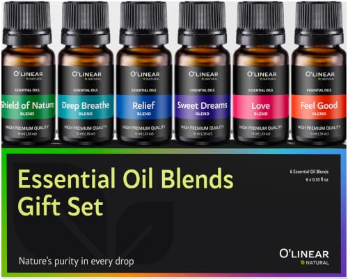 O'linear Top 6 Blends Essential Oils Set - Aromatherapy Diffuser Blends for