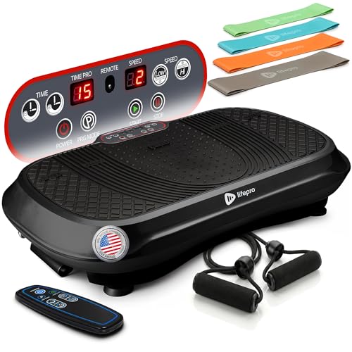 Lifepro Waver Vibration Plate Exercise Machine with 99 Speeds & 10 Presets | Resistance Bands, Non-Slip Surface, 330 lbs Capacity — Vibration Plate for Lymphatic Drainage, Body Toning, Full-Body Workout