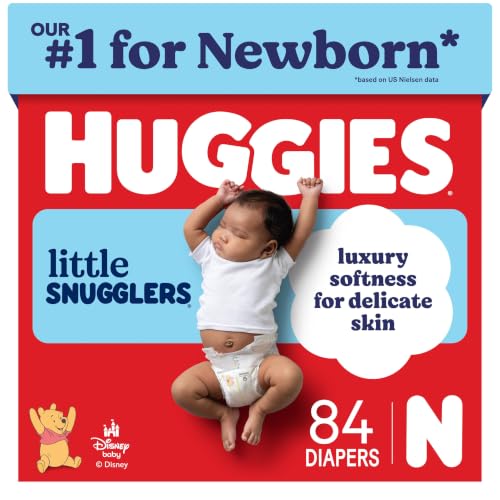 Huggies Little Snugglers Newborn Diapers, 84 Count | Newborn Essentials, Blowout Protection,