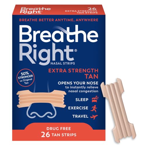 Breathe Right Nasal Strips, Extra Strength, Nasal Congestion, Tan, 26ct | Opens