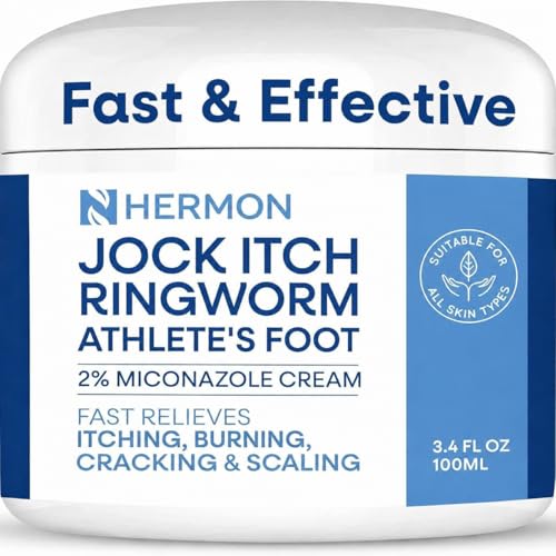 Hermon Jock Itch Cream: Ringworm Treatment for Humans, Athlete's Foot Cream -Fast