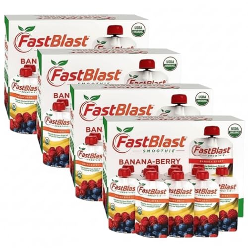 Fruit Smoothie Pouches Banana Berry- 4 Packs, 48 Pcs Smoothie Meal Replacement-
