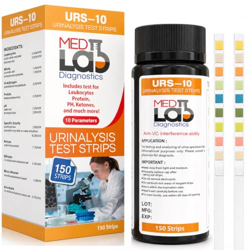 Med Lab 10 Parameter Urine Test Strips for Urinalysis, 150 Strips |